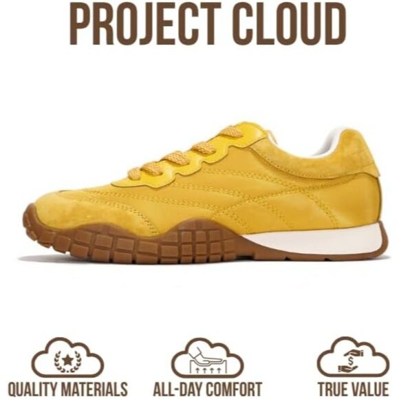 Women's Yellow Cloud Lightweight Foam Insole Walking Shoes Footwear Sneakers - Picture 4 of 5